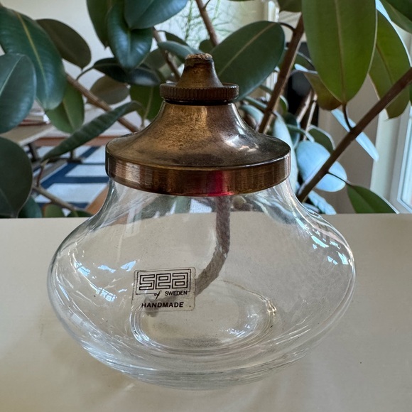 Sea of Sweden Small Glass Oil Lamp Vintage New - Picture 1 of 4